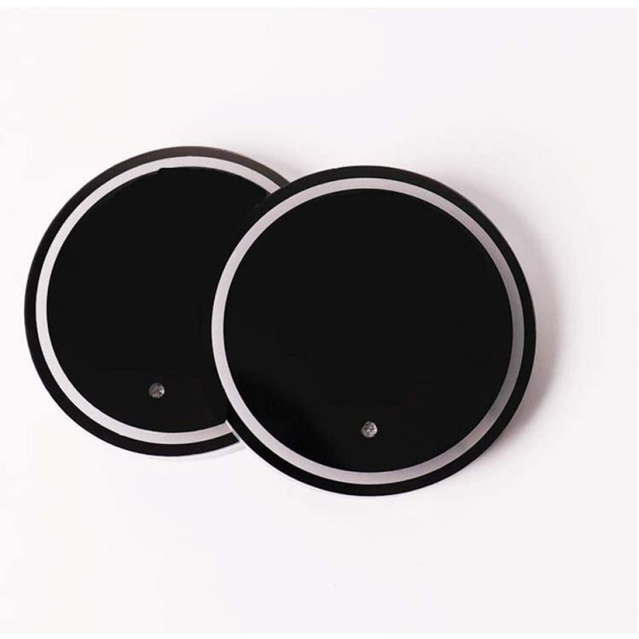 Set 2 Suporturi bauturi cu LED, 6.8cm, incarcare USB, multicolor