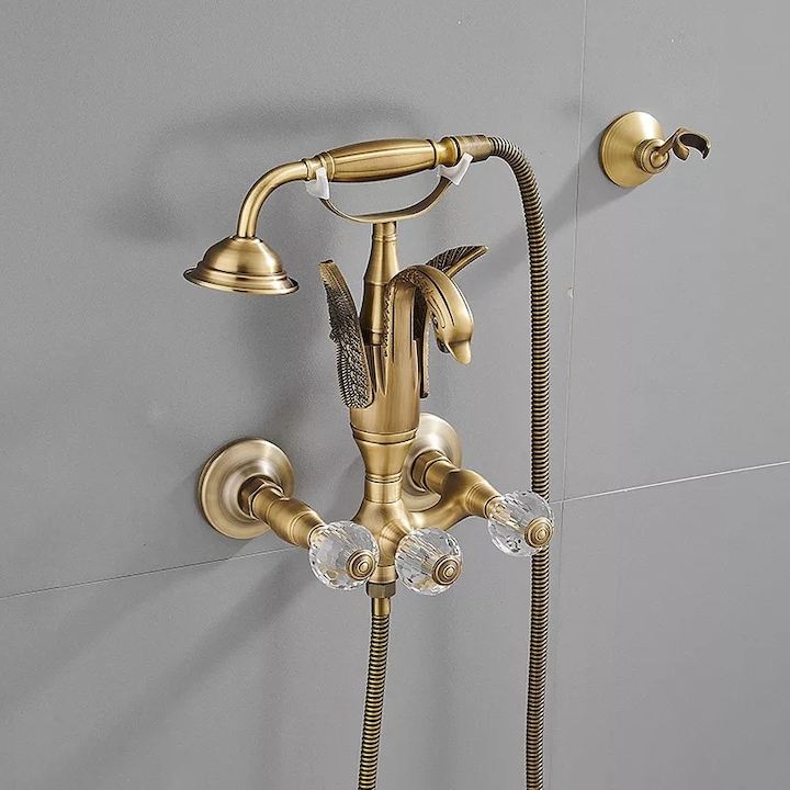 Смесител за вана, стенен монтаж, античен бронз