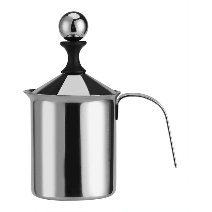 Frother manual pentru lapte Enforose, 400ml, din otel inoxidabil, design elegant, operare fara electricitate