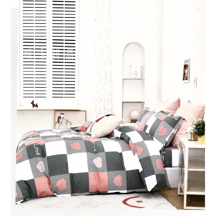 Szuper házassági ágynemű téglalap alakú párnahuzattal, Pierre, ranforce pamut, 120 g/m², többszínű, 4 db