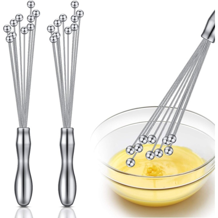 Set 2 bucati tel din otel inoxidabil, 10 inch si 12 inch, pentru amestecat sosuri si creme