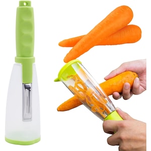 Curatator de legume Enforose, cu maner ergonomic, lame din otel inoxidabil, cutie pentru coji, lavabil in masina de spalat vase