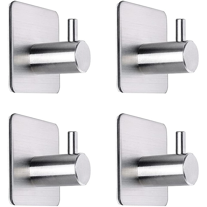 4 darabos fürdőszobai akasztó készlet, AMRINUGL, Rozsdamentes acél, Ezüst