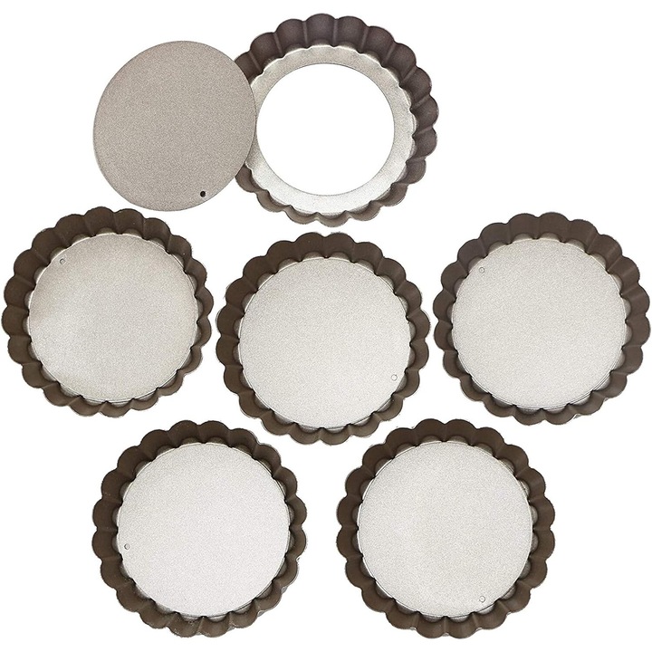 Set 6 forme mini tarta, Cozevdnt, 4 inch, otel carbon