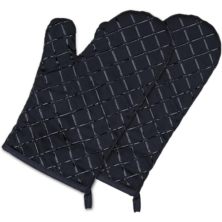 Manusi de bucatarie, Enforose, set manusi rezistente la caldura, grip din silicon, negru