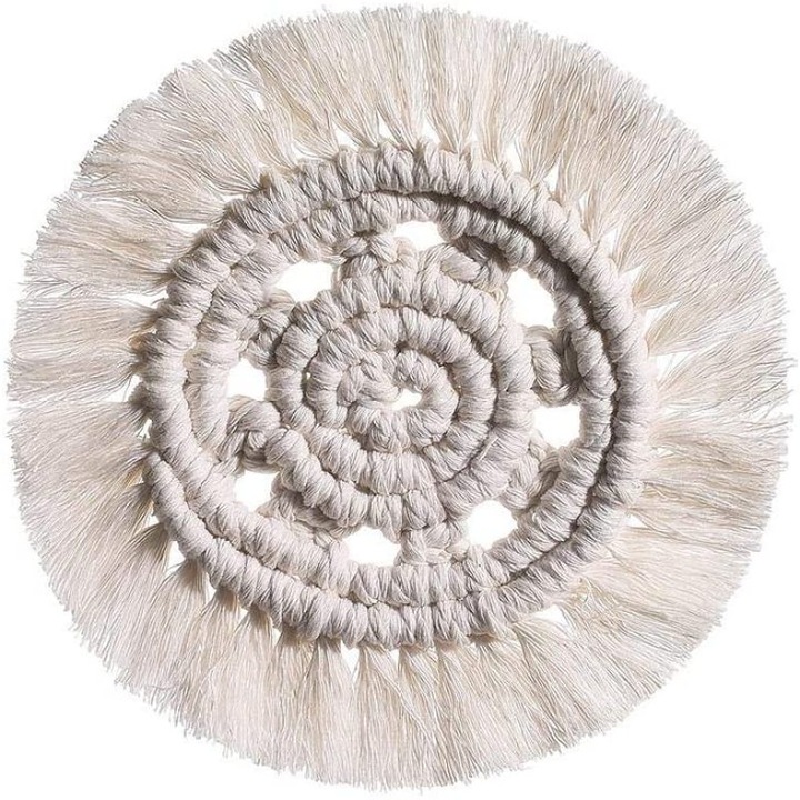 4 darabos italtartó készlet, bohém stílusú, kézzel fonott pamut, 16 cm, bézs