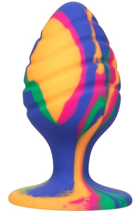 CalExotics Cheeky anál dugó, szilikon, tapadókorongos talp, batikolt dizájn, 7,5x4,5 cm