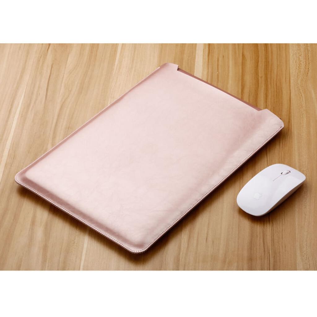 Husa laptop (sleeve) compatibila MacBook Air/Pro 13.3, din fetru si piele microfibra, cu protectie antisoc si inchidere velcro, set cu mouse pad, husa incarcator si 3 organizatoare de cabluri, roz auriu, 1 set