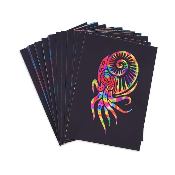 Set de planse pentru razuit pentru copii, 50 de coli mari de hartie pentru razuit, multicolor