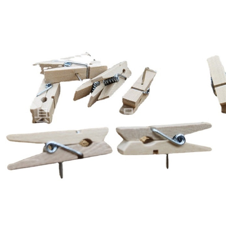 Комплект 50 игли с дървени щипки, BGHYHYHI, бежови, 3.5x0.7cm