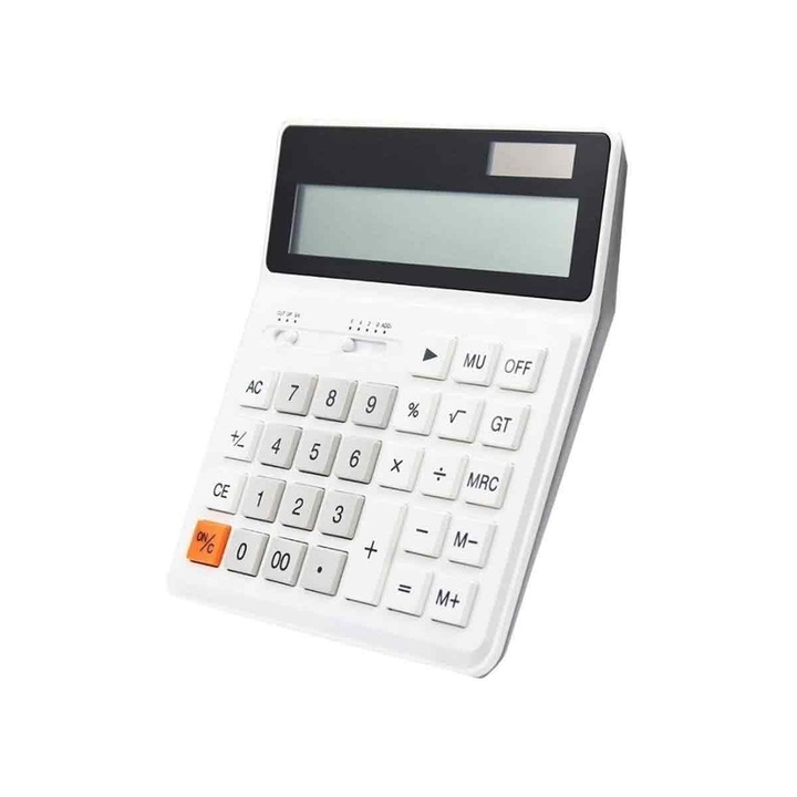 Calculator de birou HERUSI, dual power, ecran mare, butoane mari, 12 cifre