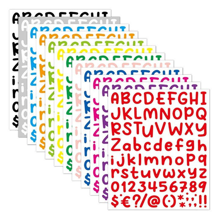 12 листа 12 цвята Комплект стикери с букви и цифри, стикер с номера за пощенска кутия, азбучни стикери с номера, ваденки за табели, кухня, врати, бизнес