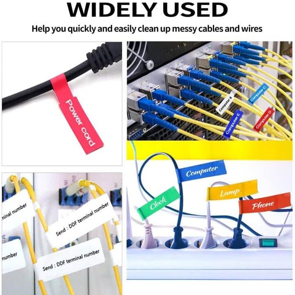 Cabluri Plastic Colorate Etichete autoadezive pentru cabluri, set 420 bucati, colorate ...