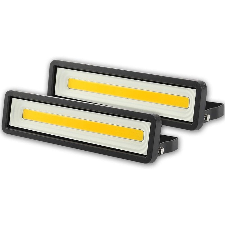 Set de 2 Proiectoare LED Exterioare 50W 4000LM, IP66 Waterproof, Alb Cald 3000K, 220V