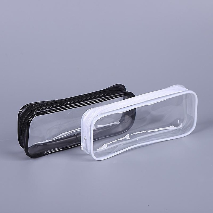 Penar transparent, HERUSI, set 2 bucati, negru si transparent, 20x8x3cm, rezistent la apa
