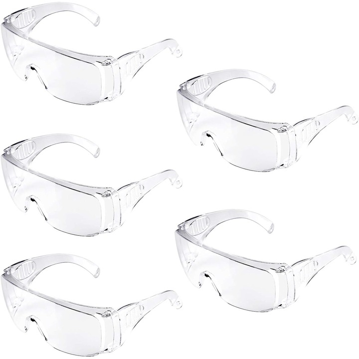 Védőszemüveg, AMRNUGL, 5 db-os készlet, átlátszó, polikarbonát, univerzális méret