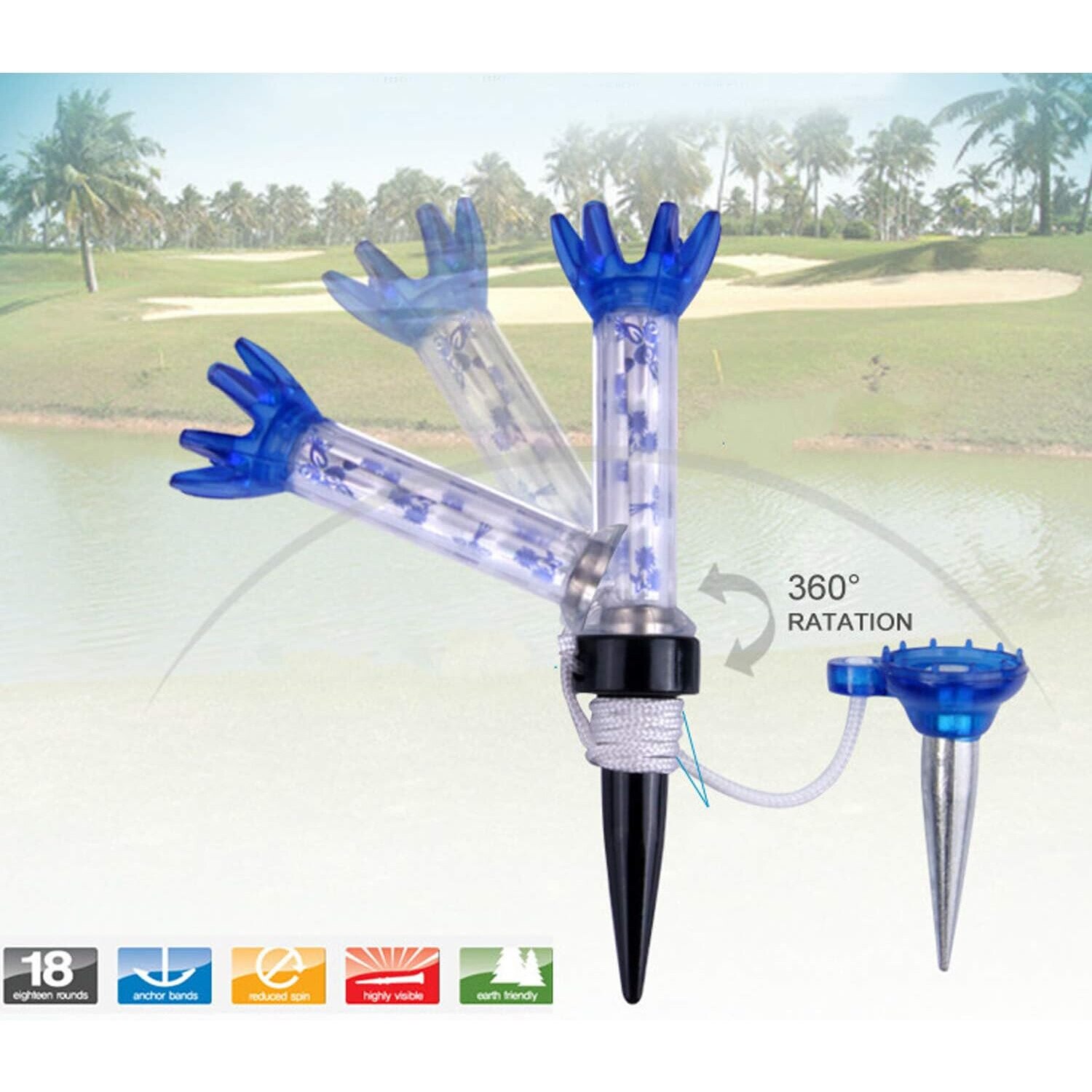 Set 4 Tee-uri Golf Magnetice, BGHYHYHI, 80mm, Albastru si Rosu