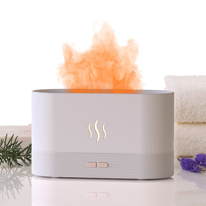 Umidificator portabil cu lumini de noapte colorate, 600ml, roz, 116x96x96mm
