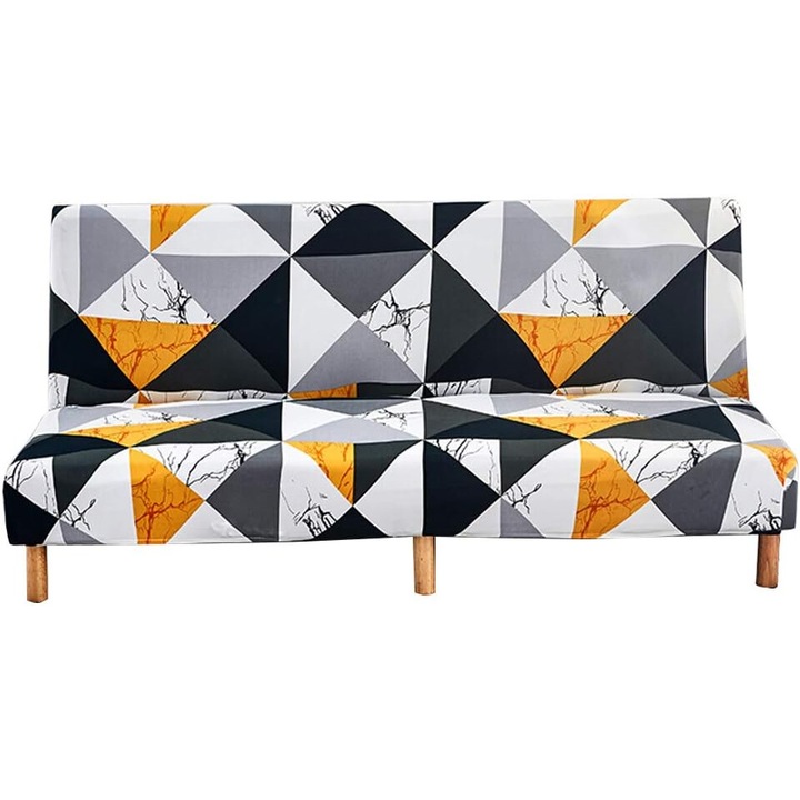 Husa pentru canapea fara brate, AMRINUGL, catifea, lavabila, imprimeu vibrant, multicolor