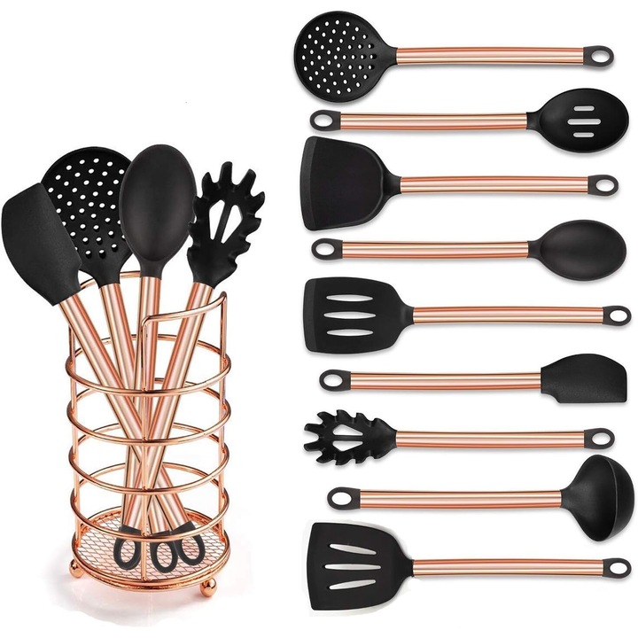 Комплект кухненски прибори Enforose, Chef's Edition, 10 части, дръжки от неръждаема стомана 18/8, топлоустойчиви, лесни за почистване