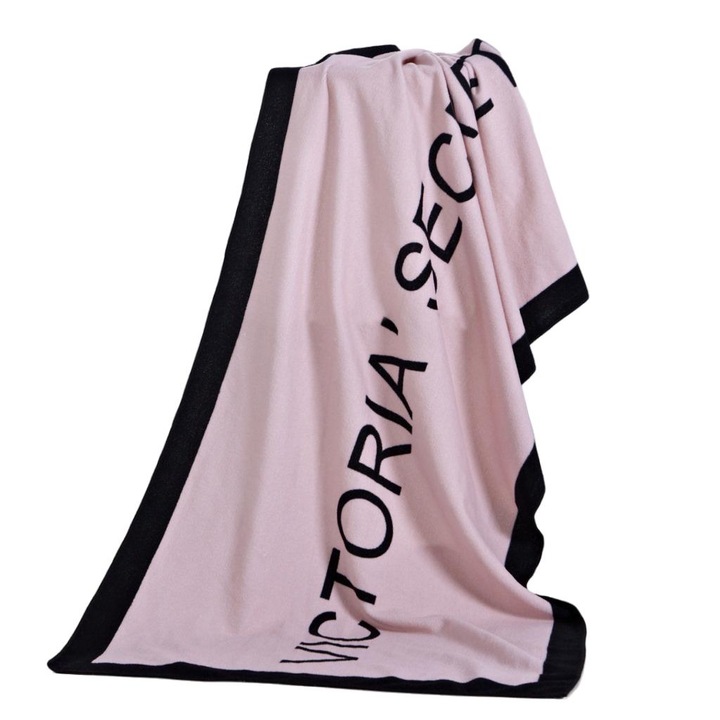 Хавлия за баня Victoria's Secret, Памук, 70x150 см, Розово/Черно