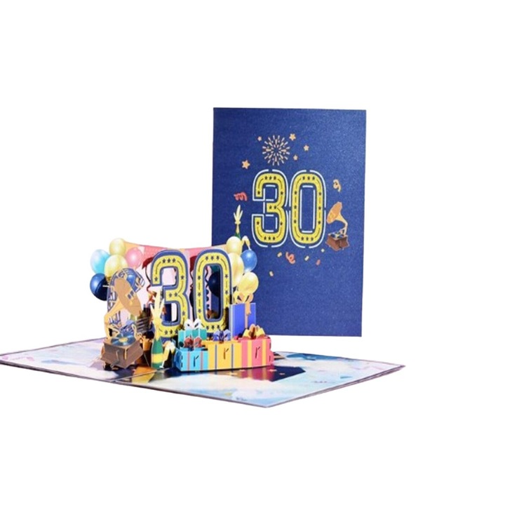 Felicitare 3D pop-up BGHYHYHI, aniversare 30 ani