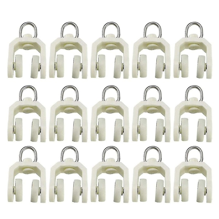 Set 50 Role pentru sine de perdea, BGHYHYHI, Plastic, 14 mm, Alb