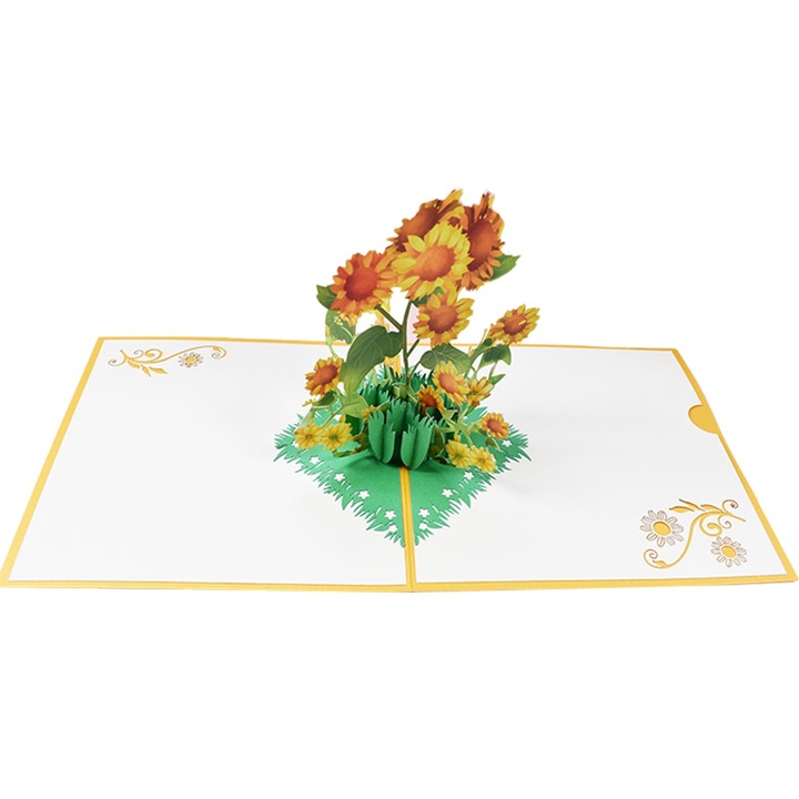 Felicitare 3D cu Flori, BGHYHYHI, pentru Femei, Galben