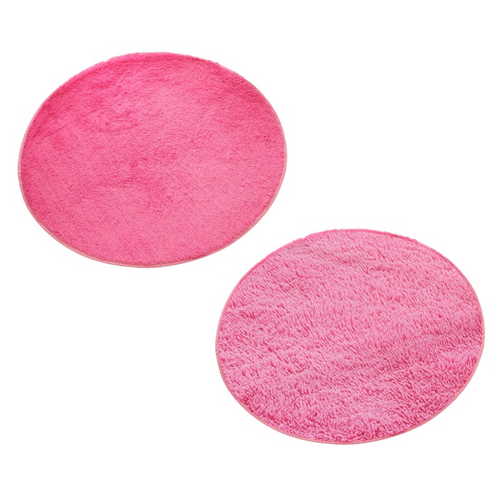 Set covoare BGHYHYHI, poliester, rotunde, rosu trandafir, 60x60 cm