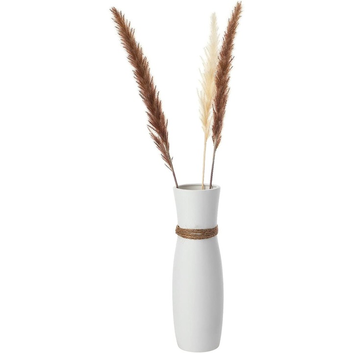 Vaza inalta alba, ceramica handmade, design minimalist modern, utilizare versatila, 30x45cm