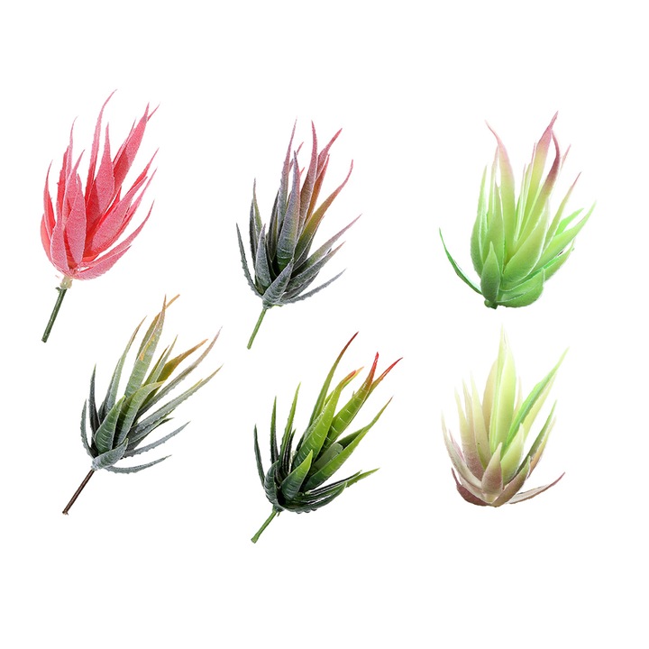 Комплект 6 изкуствени растения Zebra Aloe, Zeaicos, многоцветни