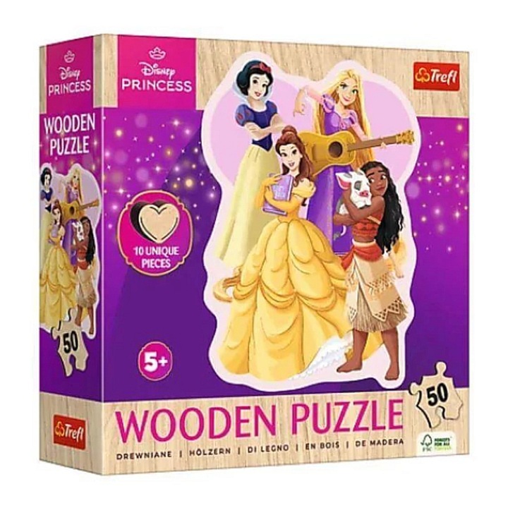 Trefl 50 db-os Wooden Contour Fa Puzzle - Disney Princess - Lovely Princess (20257)