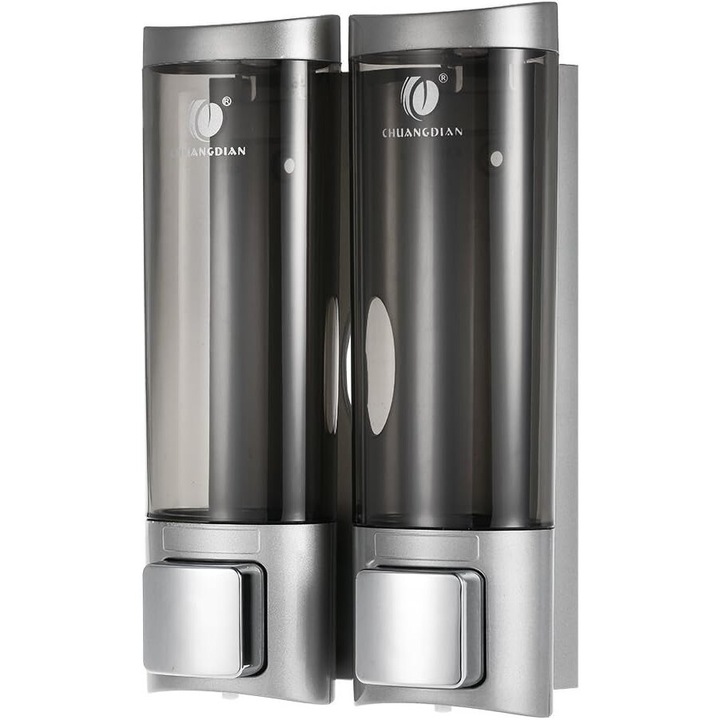 Ръчен дозатор за сапун, 200 мл x 2, за стенен монтаж, сребрист, за баня, хотел, офис