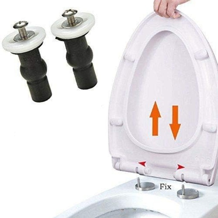 Винтове за монтаж на тоалетна чиния, 2 броя, издръжлив материал, черни, подходящи за повечето стандартни седалки
