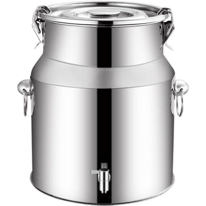 304 rozsdamentes acél tartálykészlet, 5L/9L/14L, szivárgásmentes fedéllel, oldalsó fogantyúkkal, tejhez, olajhoz, vízhez