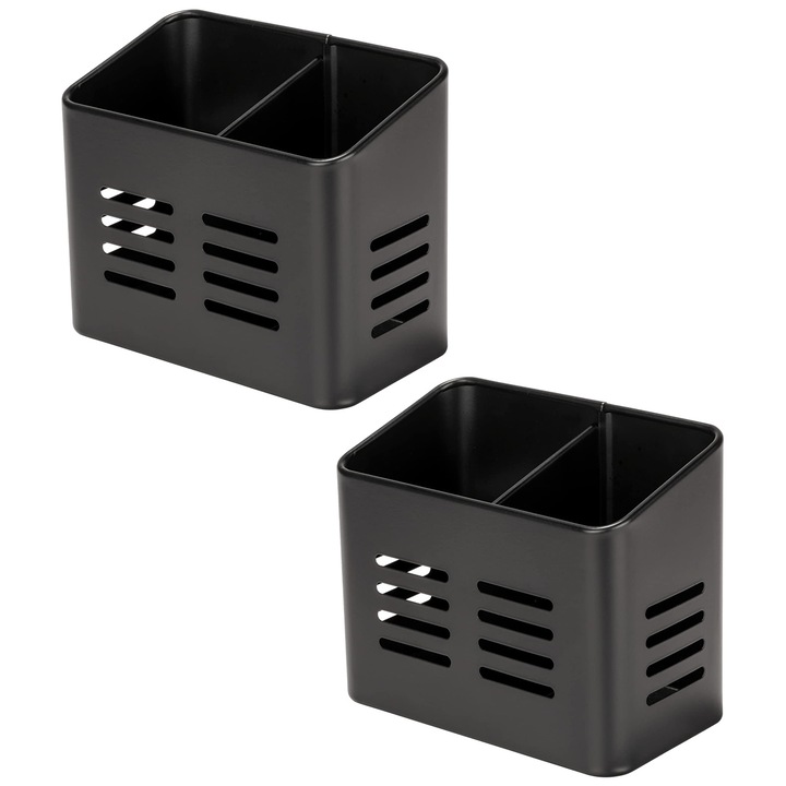 Cos pentru tacamuri metalic negru 16x13.3x9 cm, exterior