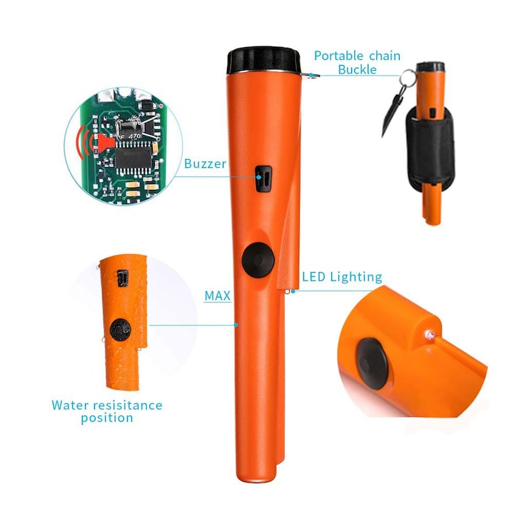 Металотърсач Pinpointer, Батерия 9 V, Оранжев