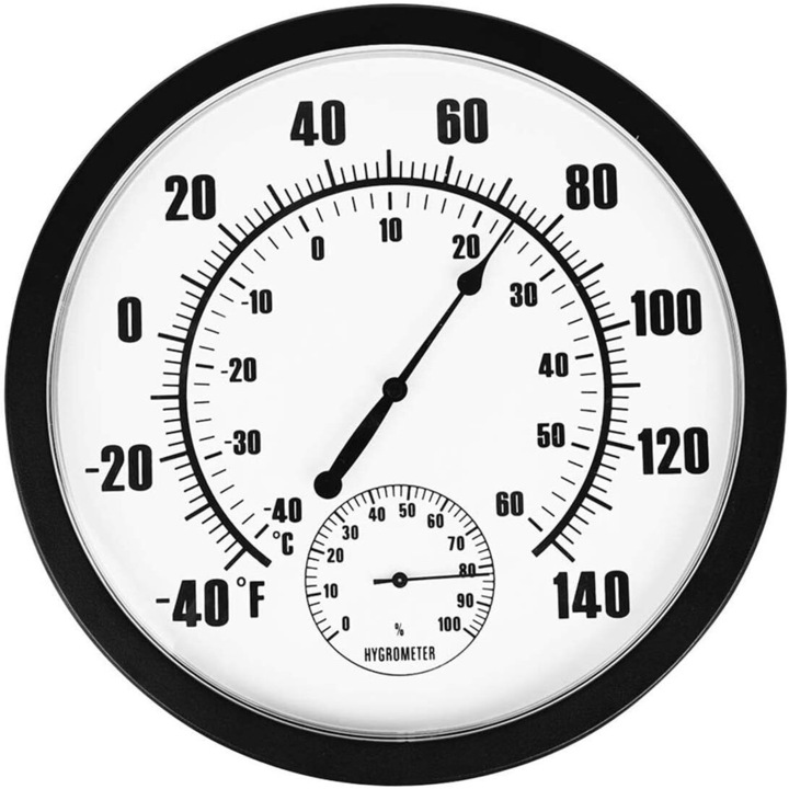 Термометър за времето, хигрометър, -40~60°C, черно/бяло