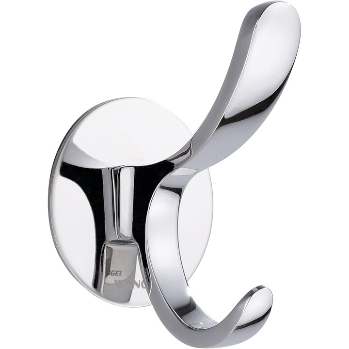 Carlig de baie autoadeziv, Enforose, rezistent la apa, din otel inoxidabil, finisaj cromat, montare usoara