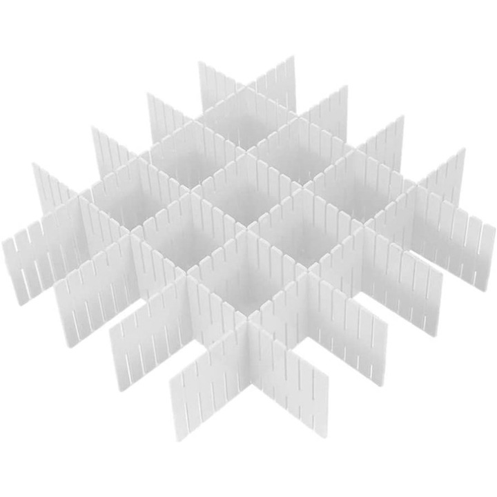 Organizatoare de sertare Enforose, plastic alb de calitate premium, reglabile