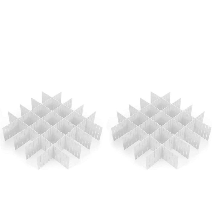 Separatoare de sertare reglabile, Enforose, alb, set 16 buc, material ecologic