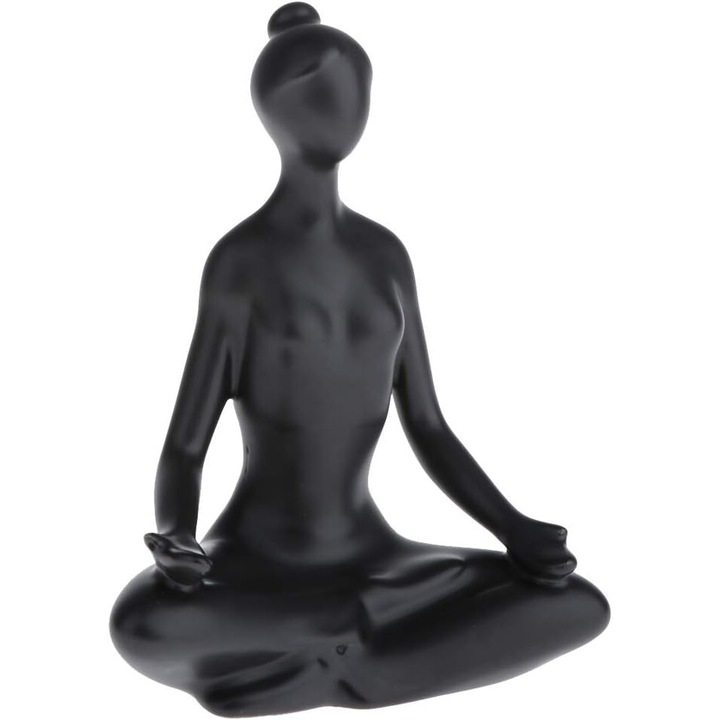 Statueta Yoga BGHYHYHI, Ceramica, pentru Meditatie, Negru