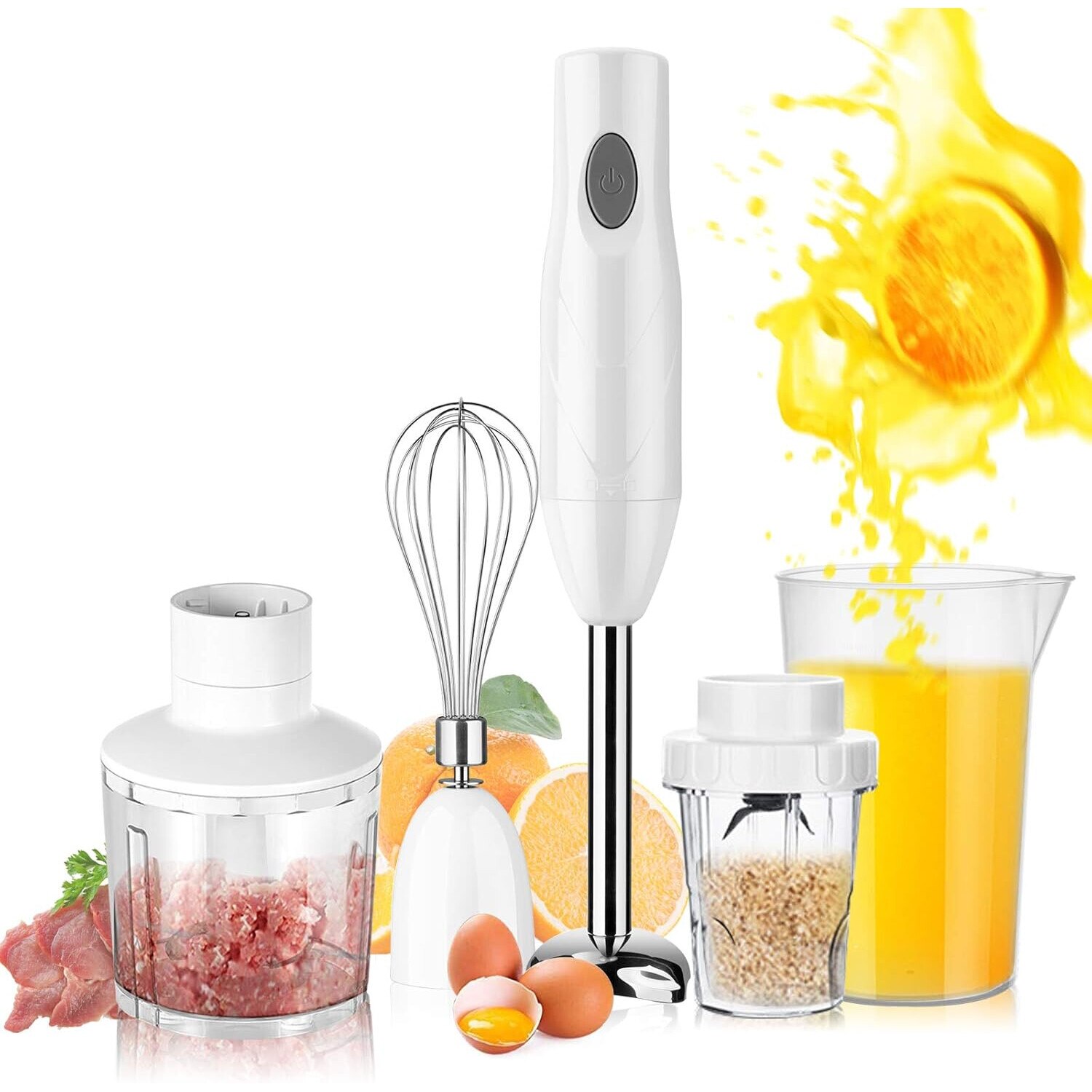 Set blender de mana 5-in-1, BGHYHYHI, inox, alb, 150 W - eMAG.ro