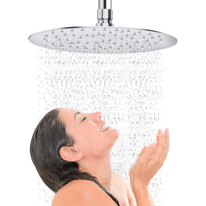 Culoare: Otel inoxidabil, Dimensiune: 10 inch, Set de coloane de dus Enforose, Design ultra-subtire, Capacitate mare de flux, Instalare usoara, Duze auto-curatare