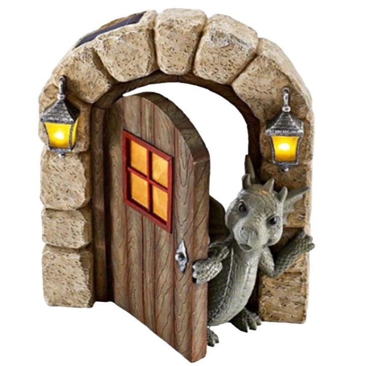 Statueta decorativa solara pentru gradina, BGHYHYHI, Piata artificiala, Rezistent la intemperii, 20x15cm, Multicolor