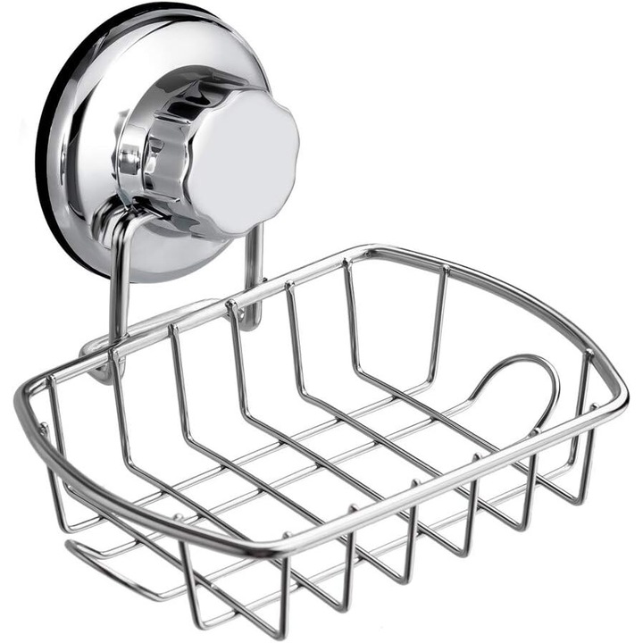 Suport de baie cu ventuza, Enforose, din otel inoxidabil, instalare usoara fara gaurire, pentru suprafete netede