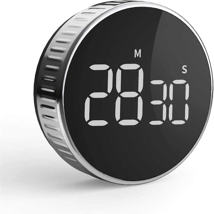Timer de bucatarie digital, BGHYHYHI, cu magnet, display LED mare, alarma sonora 90db, negru