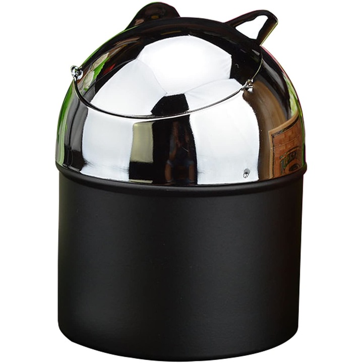 Метална пепелник с капак, Bizaical, модел котка, 12х9см, за интериор и екстериор, лесен за почистване