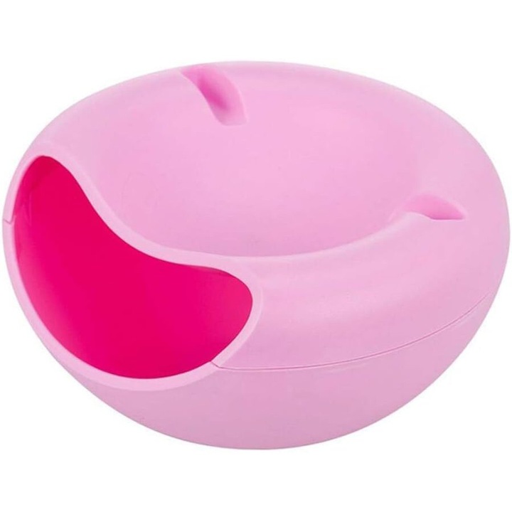 Bol pentru snack-uri cu suport pentru telefon, BGHYHYHI, Plastic, Design detasabil, 11 x 20 cm, Roz