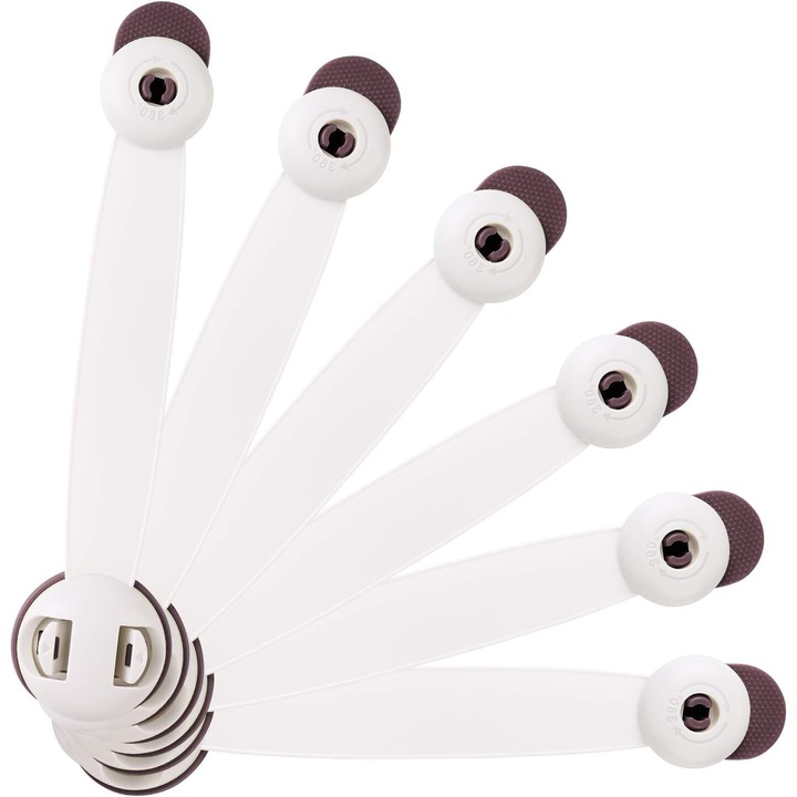 Предпазни ключалки за деца, Enforose, пластмаса, 6 броя, регулируема дължина, без пробиване, лесен монтаж с усъвършенствано двойно заключване, кафяво/бяло